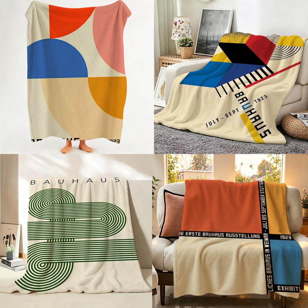Coperta in Flanella Stile Bauhaus Adatta per Divano Soggiorno Camera da Letto