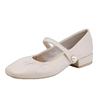 Soft leather pearl French Mary Jane women's shoes 2025 new shallow mouth single shoes spring and autumn middle heel leather gentle shoes