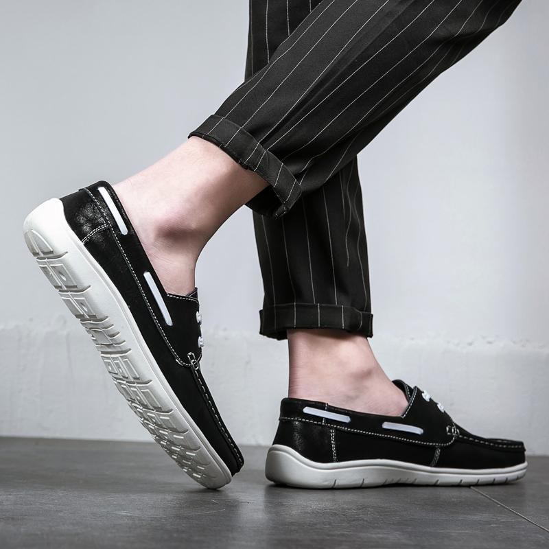 Spring Autumn Brand Mens Genuine Leather Shoes Flat Soft Mens Casual Shoes Fashion Male Footwear Black Brown