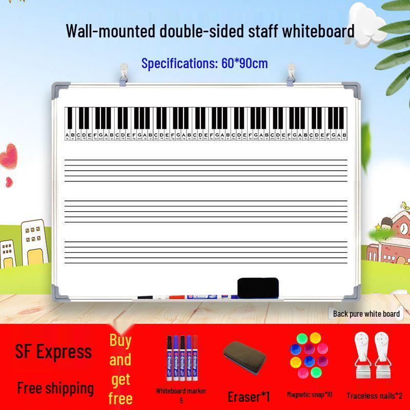 Dual-Sided Magnetic Music Staff Whiteboard - Wall-Mounted Teaching & Training Board