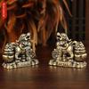 Brass Feng Shui Pixiu Statue Pair Exquisite Workmanship Lucky Ornament for Home Office Desktop Study Room Decor Gift
