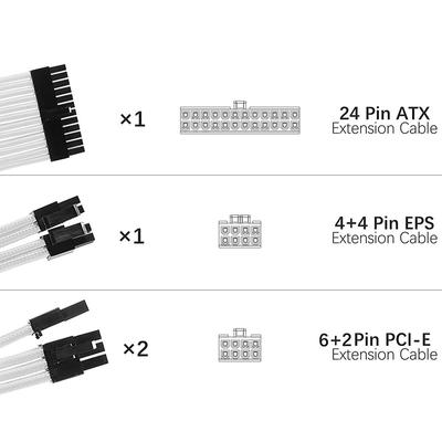 Cablu de prelungire Psu Atx 24Pin Nylon împletit 8-Pin 6+2Pin Cablu 24-Pin Extensie pentru placa de bază pentru carcasa PC Kit cablu de alimentare
