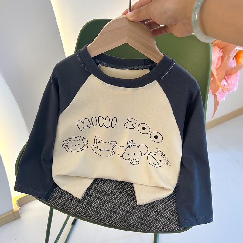Kinder Langarm T-Shirt Buchstabenaufdruck Warmes Kinderhemd für Herbst und Winter