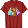 Kitsune Nine Tail Kawaii Fox Graphic T-Shirt Casual Breathable Cotton Crewneck Tee