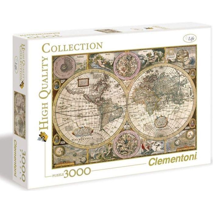 Clementoni - Puzzle Carte Antique - 3000 pièces - A partir de 10 ans - Fabriqué en Italie