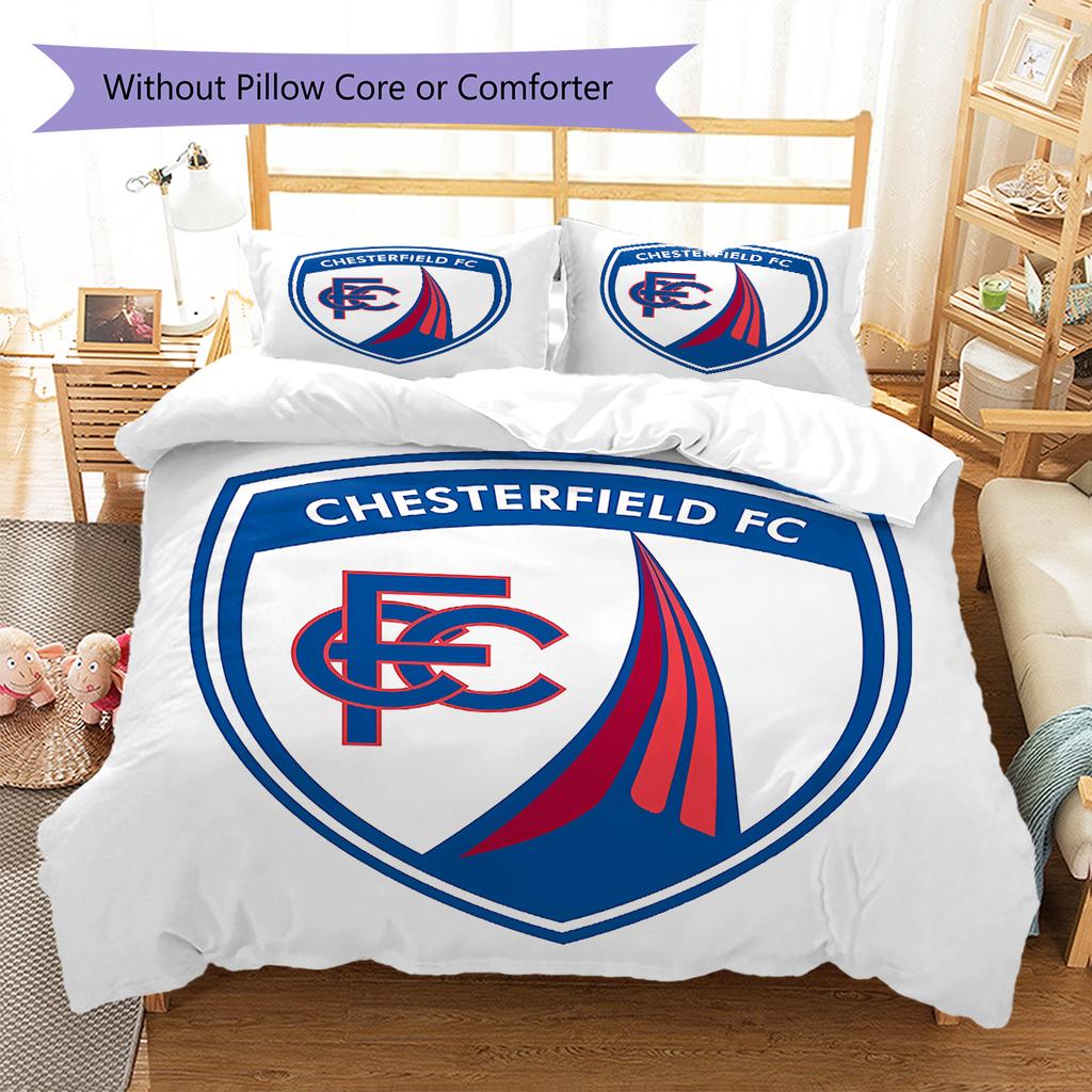 Chesterfield F.C.C Vzorované povlečení, Sada přikrývky Povlak na přikrývku Povlak na polštář Domácí Dárek k narozeninám (1 * povlak na peřinu + 2 * povlak na polštář, bez jádra)