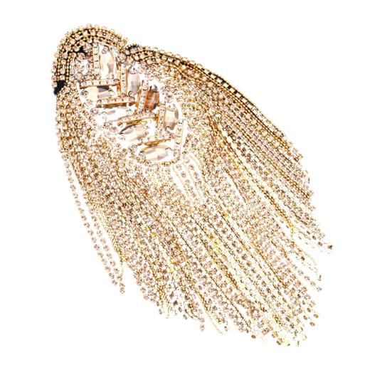 1/2 Stuks Strass Kwast Schouder Epaulet Mannen Vrouwen Uniformen Jas Blazer Kostuum Pak Metaal Lang