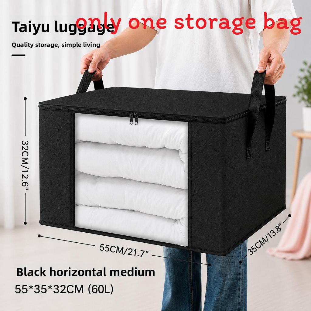 Large Capacity Cotton Quilt Storage Bag With Transparent Window For Bedroom Organization