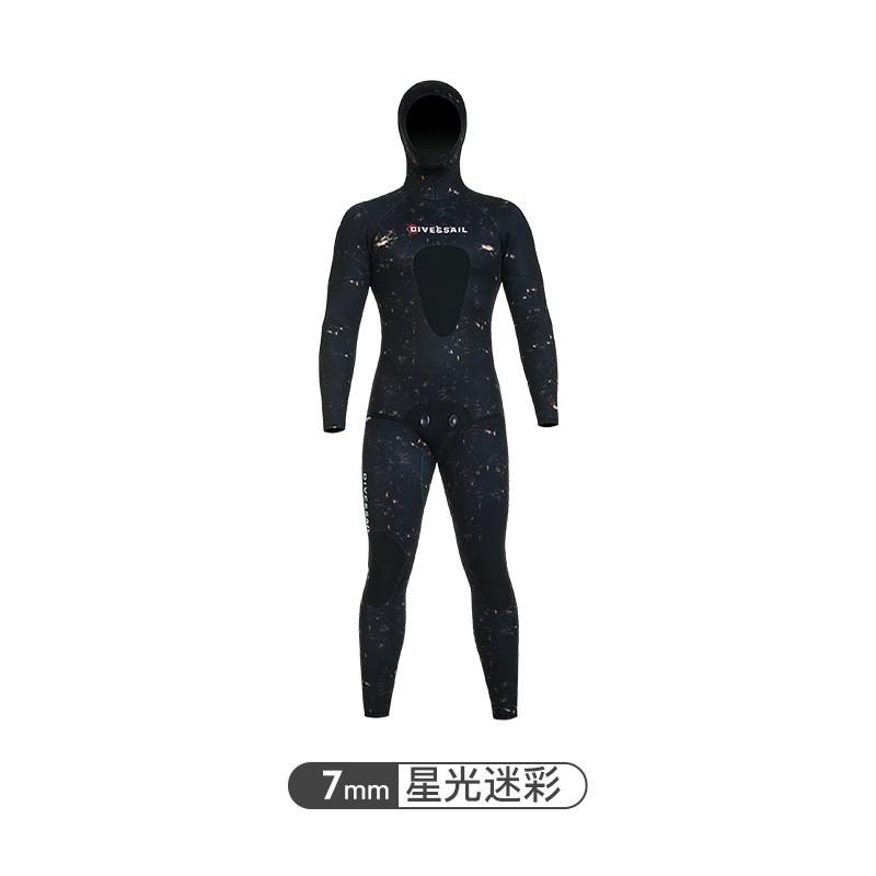 3mm 5mm 7mm Mens Neoprene Wetsuit Diving Snorkeling Spearfishing Surfing Warmth Protection Hooded Two-Piece