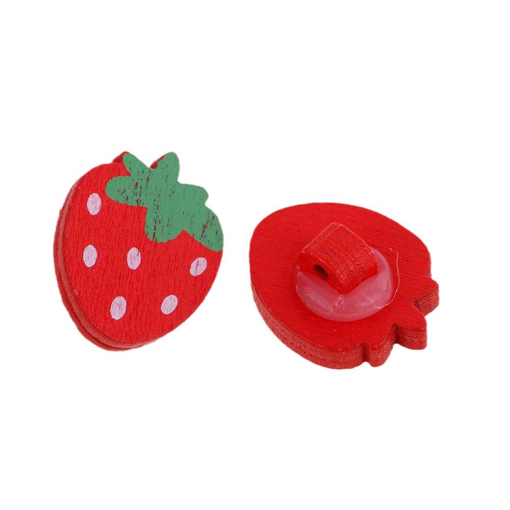 18Mm Wooden Small Strawberry Button Children'S Red Pink Double Hole Strawberry Button Accessories