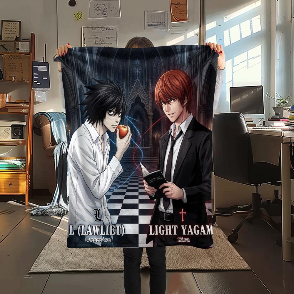 1PC Death Note Patterned Flannel Blanket Suitable For All Seasons For Home Decor Warmth And Comfort Gifts Holiday Present