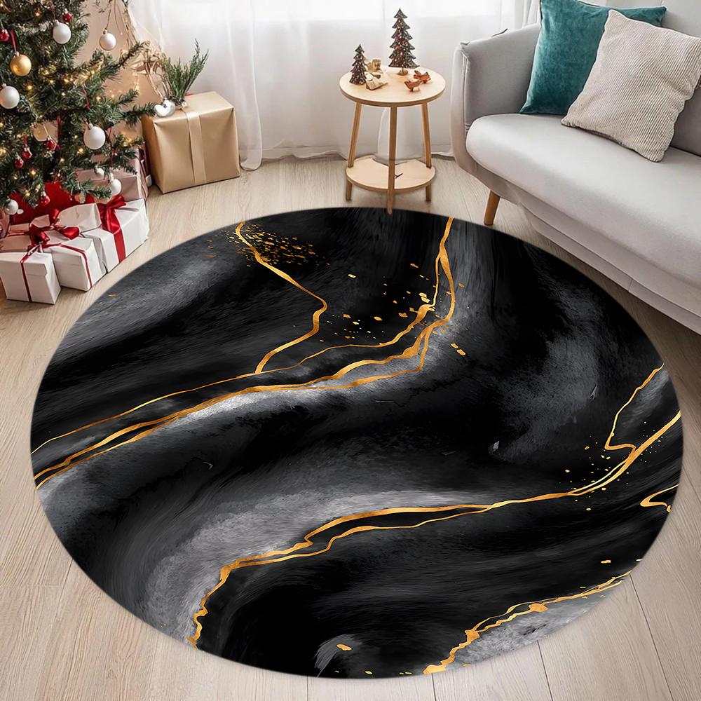 Marble Texture Round Carpets for Home Living Room Bedroom Rug Luxury Pattern Coffee Table Floor Mat Easy To Clean Home Decor