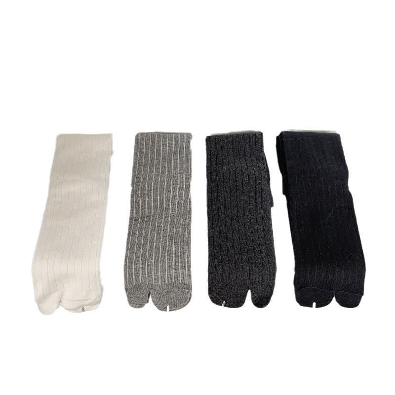 Korean Style Tabi Split Toe Socks – Black White Grey Calf Fashion Stackable for Schoolgirl, Trendy Unisex Crew Sock