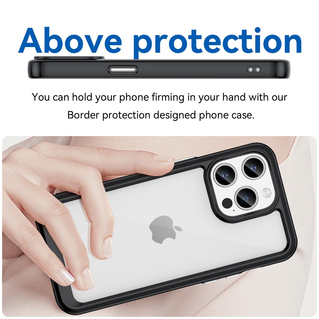 For iPhone 15 Pro TPU+Acrylic Shockproof Mobile Phone Back Cover Clear Protective Case