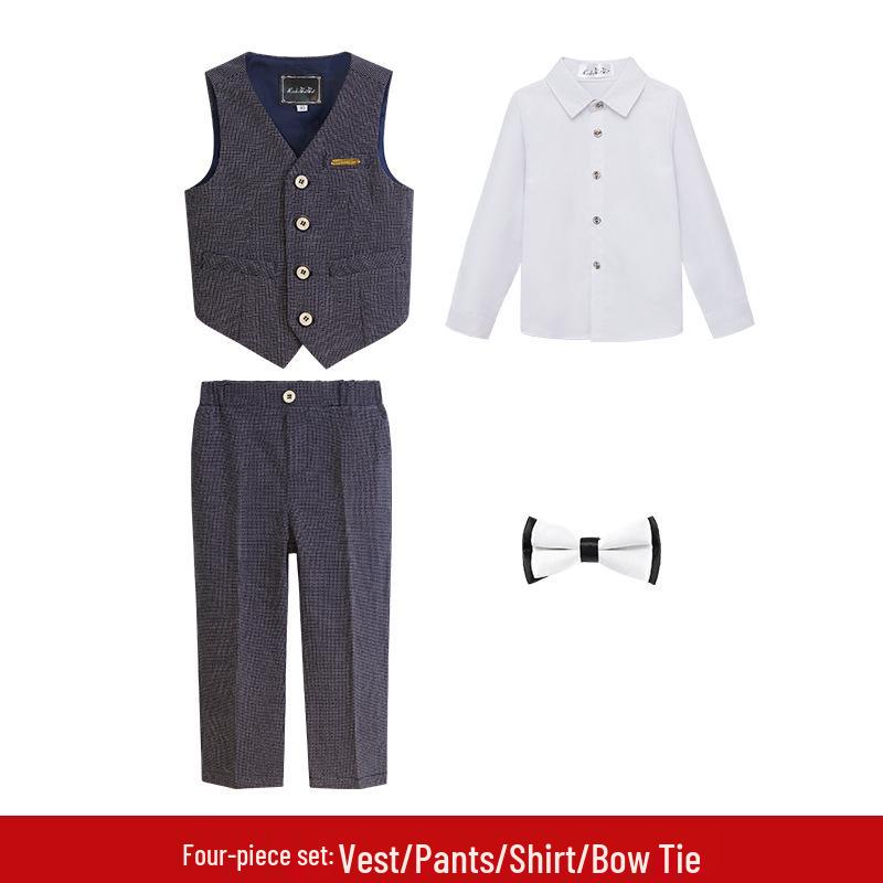 

Комплект смокинга и костюма в британском стиле для мальчиков на осень-зиму для ведения и выступлений на фортепиано 140cm, 28-34 kg