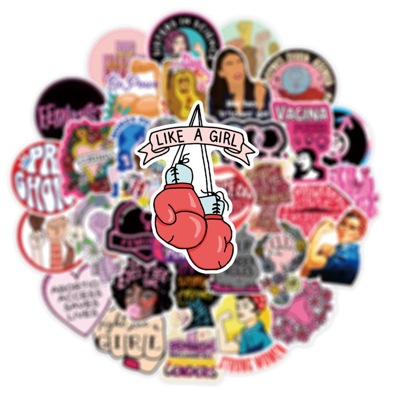 50 feministiske bevegelser Graffiti-klistremerker Samme søte klistremerker Vtuber Bagasje-klistremerker Krus-klistremerker Notatbok-dekorasjon-klistremerker Vanntette klistremerker