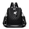 New Embossed Chessboard Plaid Backpack for Women's Bag Genuine Leather Texture Send Pendant Multi-functional Ins Backpack Trendy
