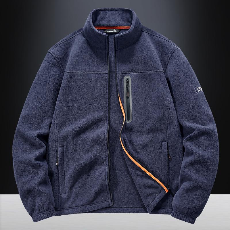 Men's Outdoor Stand Collar Fleece Jacket – Warm, Multi-Pocket, Autumn/Winter Casual Style