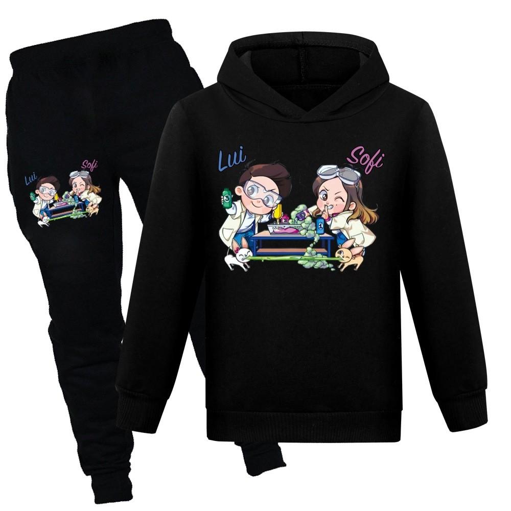 Kids Cotton Cartoon Hoodie And Jogging Pants Set For Winter And Spring Play