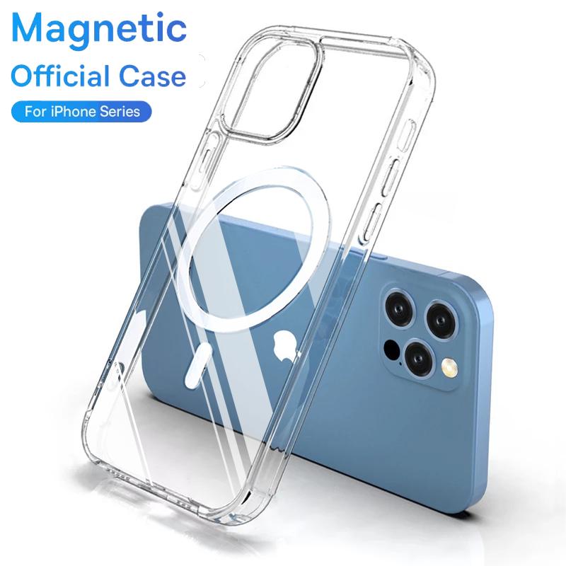 For Magesafe Magnetic Transparent Wireless Charger Case For iPhone 17 16 14 15 12 13 Pro Max 11 Funda Shockproof Acrylic Cover