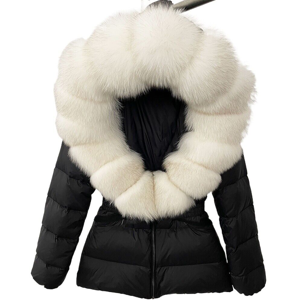 OFTBUY Winter Jacket Women's Real Raccoon Fox Fur White Duck Down Coat Thick Warm