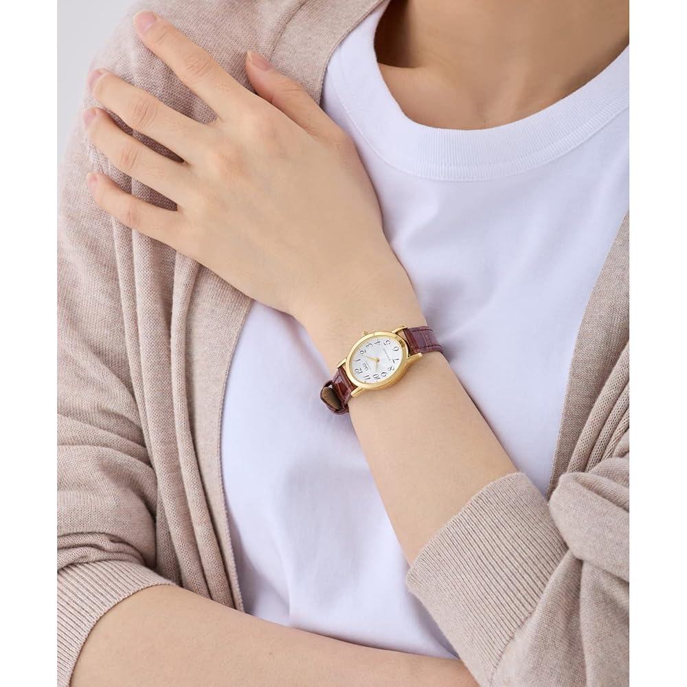 Citizen Q&Q Analog Waterproof Watch Leather Strap VZ89-104 Women's Gold