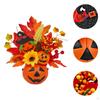 Künstlicher Kürbis Halloween Dekoration Tischaufsatz Ahornblätter Beerenblüten für Herbst