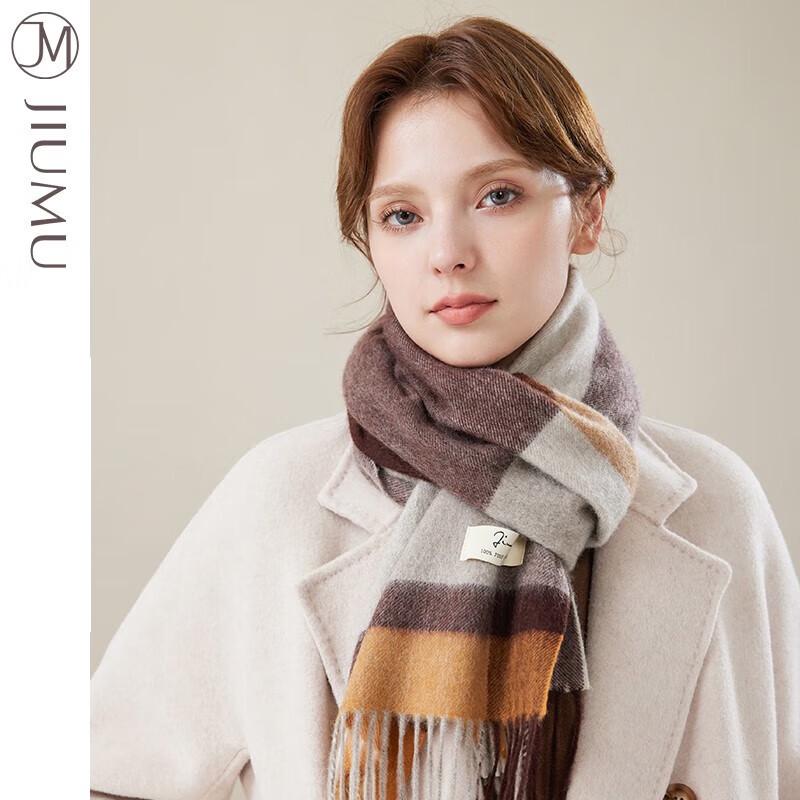 JIUMU Women's Autumn/Winter Plaid Wool Scarf