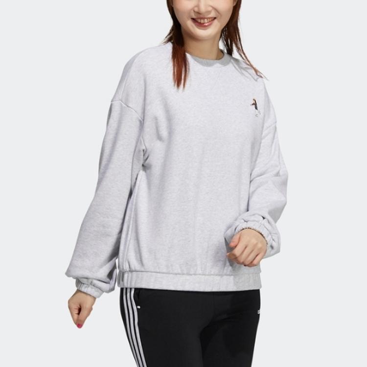 Adidas Neo Cartoon Print Crew Neck Pullover Sweatshirt Women Sweatshirt Grey HG9020