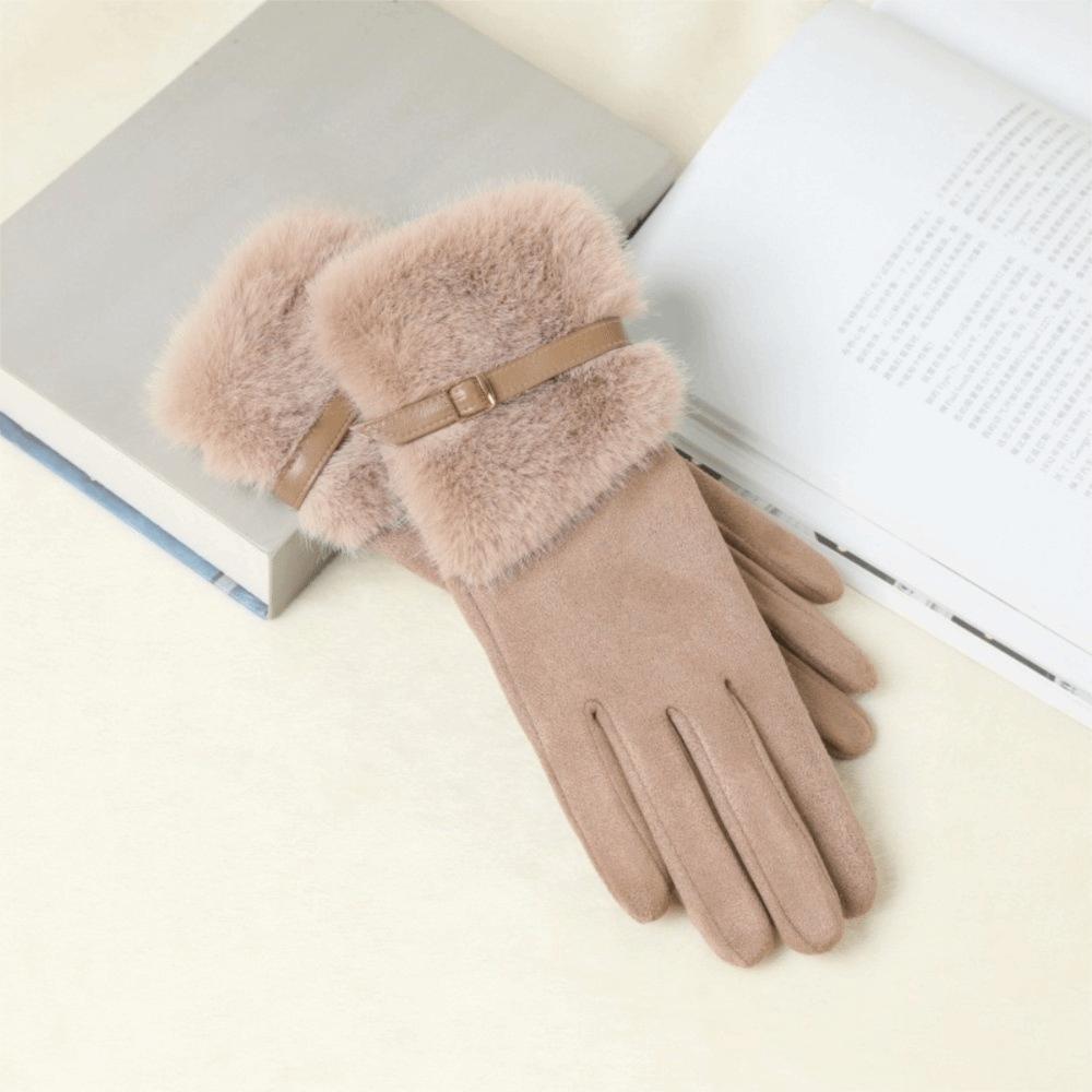 Velvet Women Gloves Thick Cycling Mittens Fashion Winter Suede Gloves Outdoor