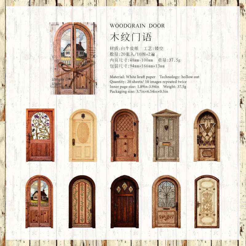 

20pcs/1 lot Sticker Dream Series Retro Lattice Wooden Door Hand Account DIY Material Decoration Stickers