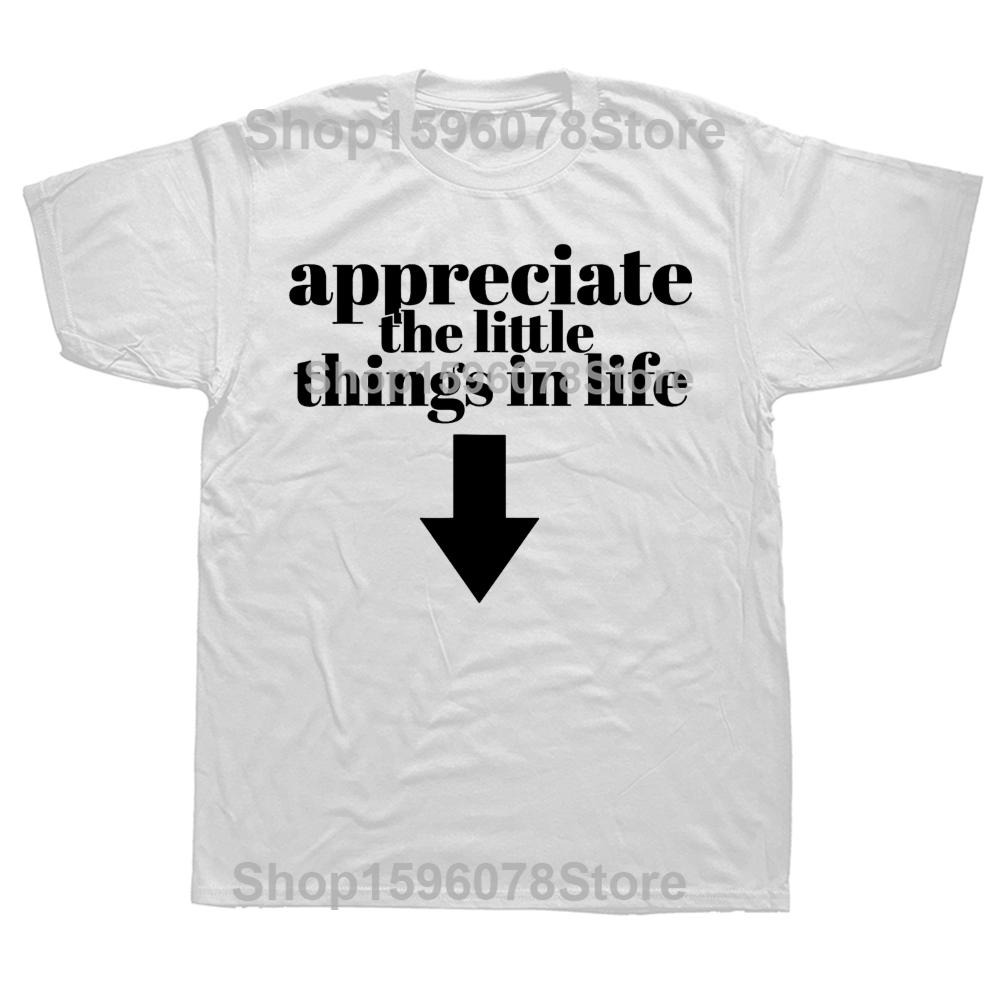 Appreciate The Little Things In Life Arrow Funny Adult Joke Graphic T-shirts Men Tshirt 100% Cotton Loose Oversized T Shirt