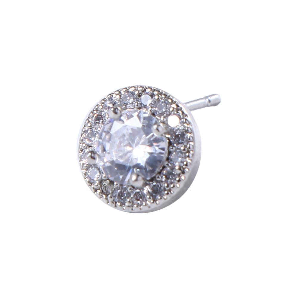 Vintage Simple Mini Handsome Cool Silver Korean Style Ear Stud Round Ear Stud Man Earrings Crystal