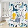Cartoon Dinosaur Shower Curtains Colorful Cute Dino Funny Animals Pattern for Kids Neutral Shower Curtain Waterproof Fabric