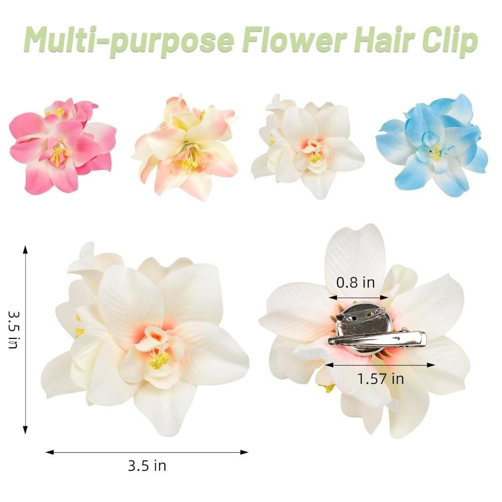 Fashion Hawaiian Flower Hair Clip Colorful 3 Orchids Hair Pins Realistic Hair Accessories for Beach Vacation Party