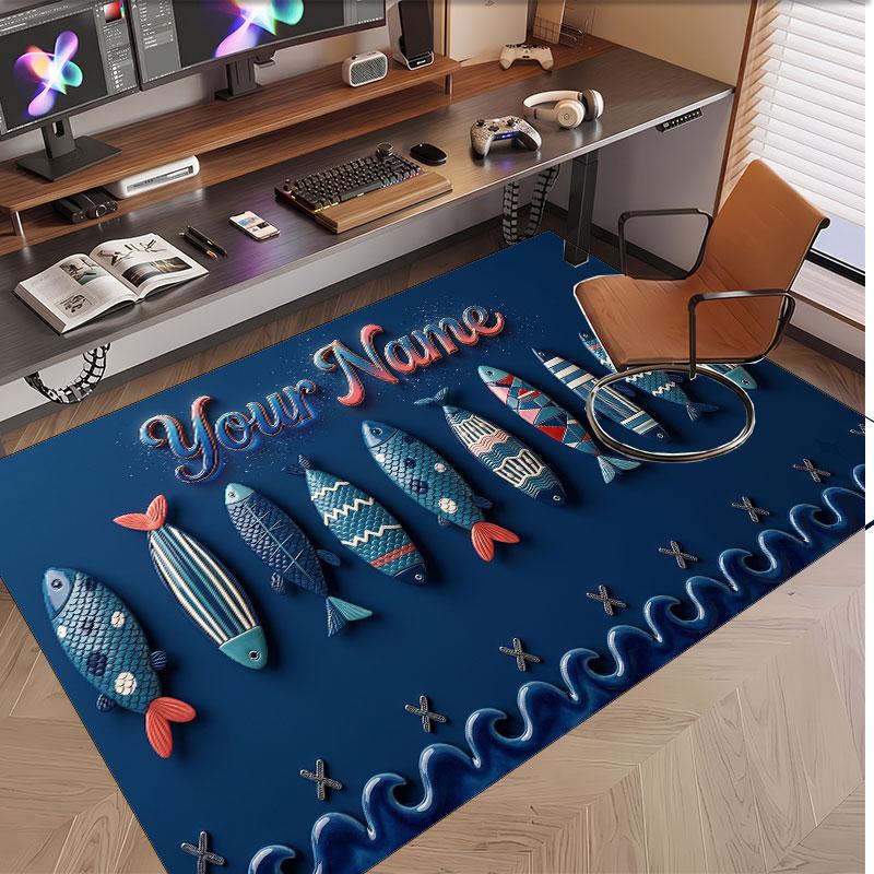 Decorative Artwork Theme Soft Crystal Velvet Rug Custom Name & Text Print Non Slip Floor Rug for Bedroom Living Room