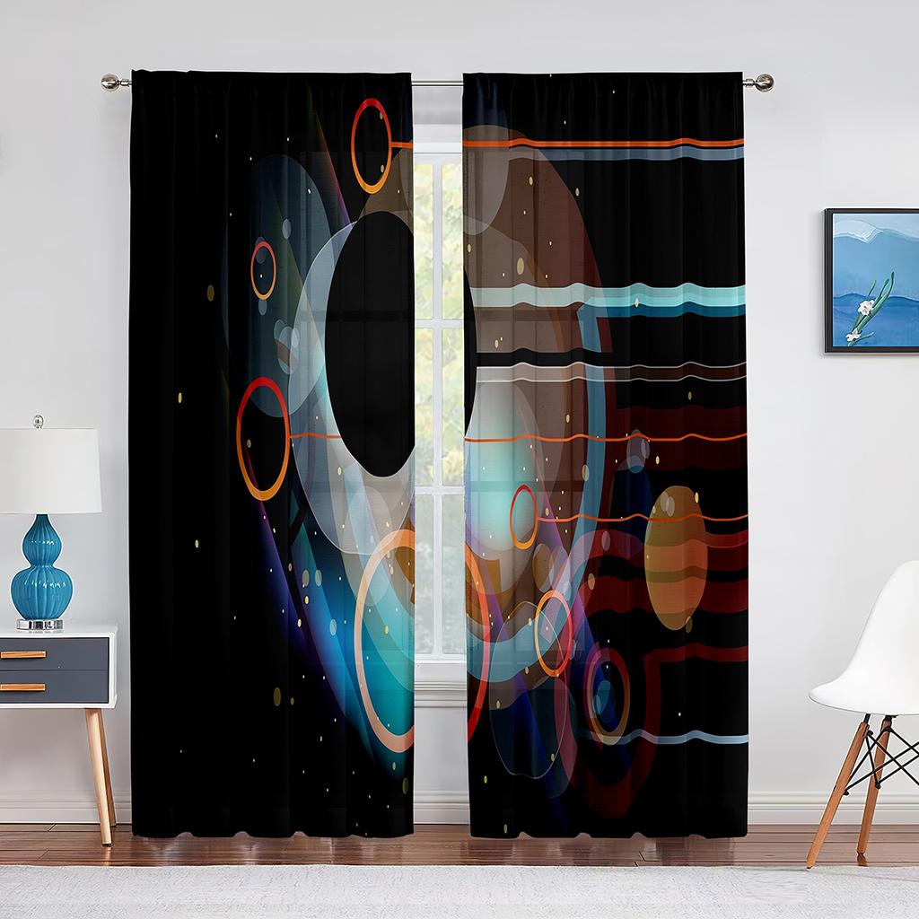 Geometry Koła Drukowana Woalowa Zasłona Paskowa Sztuka Linii Szyfonowa Tiulowa Zasłona Okienna Salon Sypialnia Kuchnia Draperia Dekoracja Domu