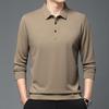 Men S Long Sleeve Polo Shirt Solid Color Casual Basic Style