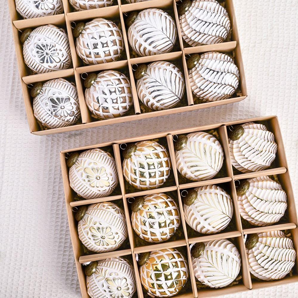 12pcs 8cm Painted Christmas Balls Pendant Shatterproof Xmas Tree Pendants Party Favors