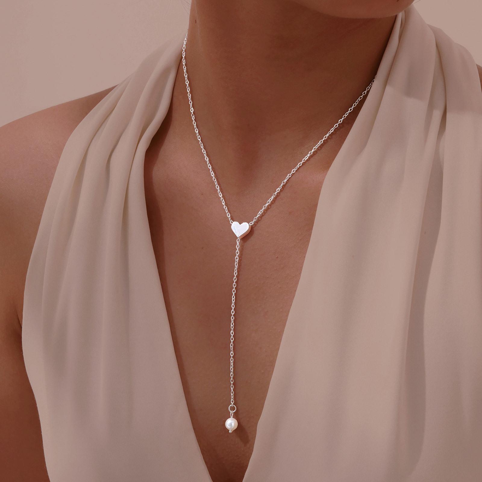 Vnox Ожерелья с подвесками в виде сердца и бабочки для женщин, Простая цепочка-колье для свитера, Y-ожерелья, Подарок любви для нее