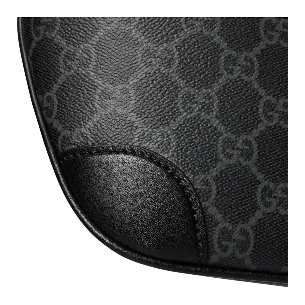 Gucci GG Emblem Adjustable Shoulder Strap Zipper Closure Monogram Coated Fabric Waist Bag Small Men Waist Bag Black 821165-FAED9-1000