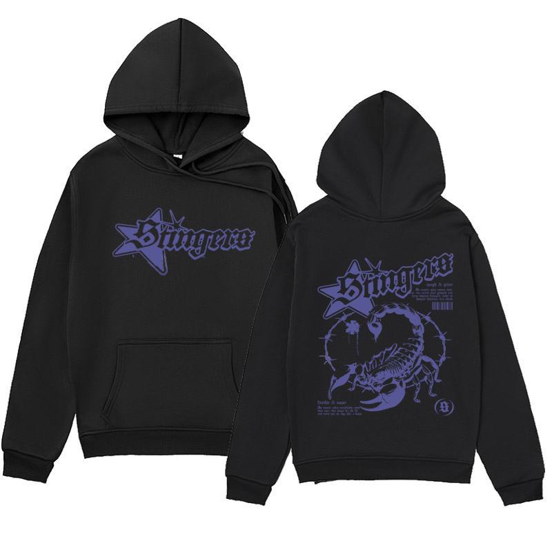 Design scorpion silhouette, printed hooded sweater simple and versatile