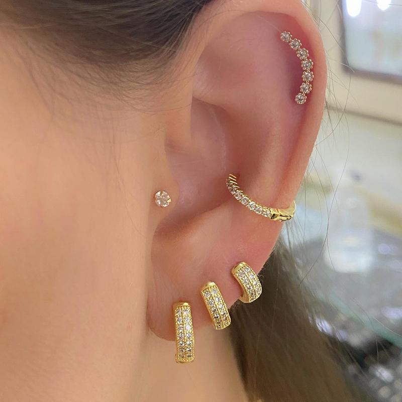 Crmya Yellow Silver Plated Stud Dangle Earrings For Women Cubic Zirconia Hoop Earrings For Women Bohemian Earings Jewelry