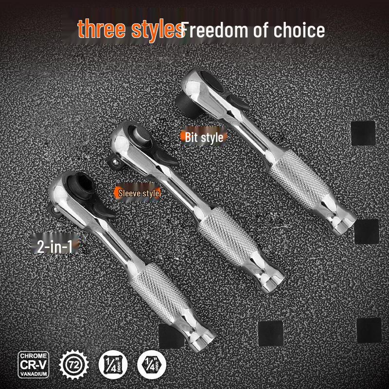 Compact Dual-Head Ratchet Wrench with Quick-Release Screwdriver Function