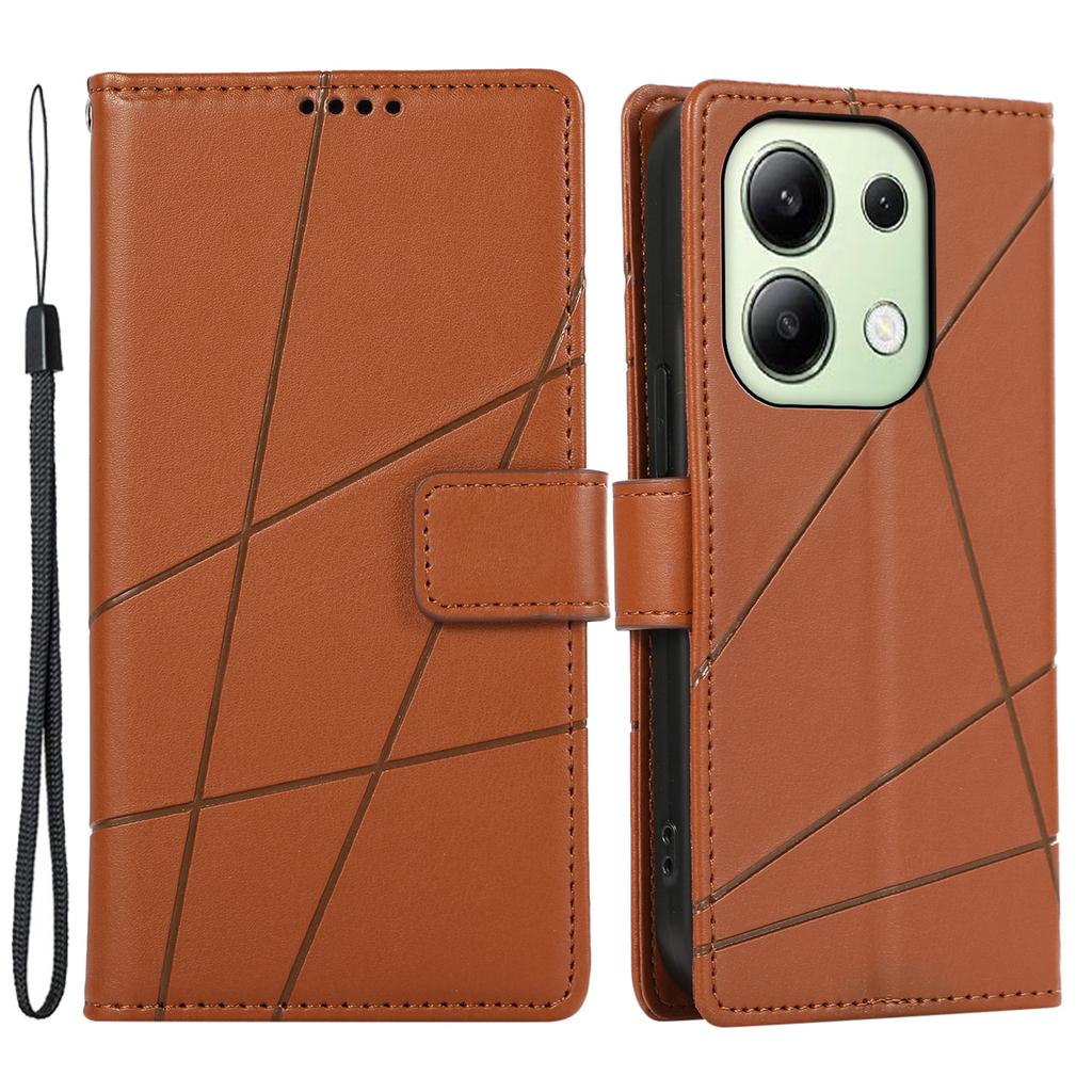 DF-06 For Xiaomi Redmi Note 13 4G Leather Case Line Imprinted Folio Cover