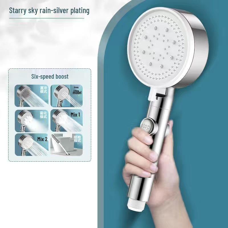 Black Warrior Handheld Shower Set: Five-Speed Booster Shower Head for Bathroom