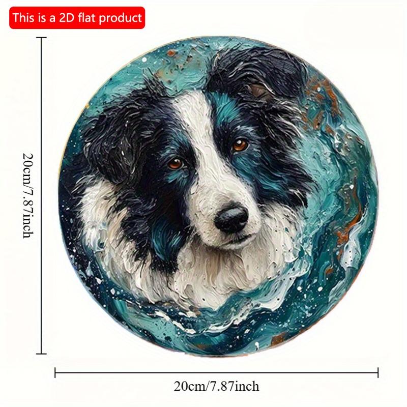 2d Flat 20*20cm, Funny Cute Dog Gift, Theme Round Wooden Sign, Art Wooden Wall Decorative, for Home, Kitchen, Garden, Bedroom, Bar Decor.