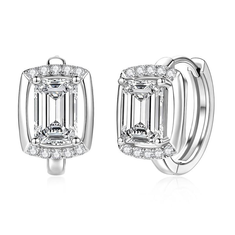 Classic Luxury 2CT Emerald Moissanite Earrings Women 14K Gold Plated Elegant Fine Jewelry
