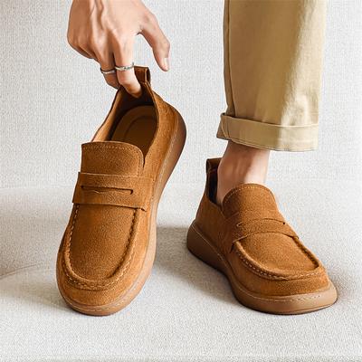 Mode Frühling Klassische Slipper Herren Sneaker Slip-on Echtleder Lässige Herrenschuhe Atmungsaktives Wildleder Anti-Rutsch Laufschuhe