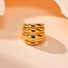 Multilayer Geometric Rings for Couples Vintage Creative Gold Color Ring Party Jewelry Gift Stainless Steel Personalized Design